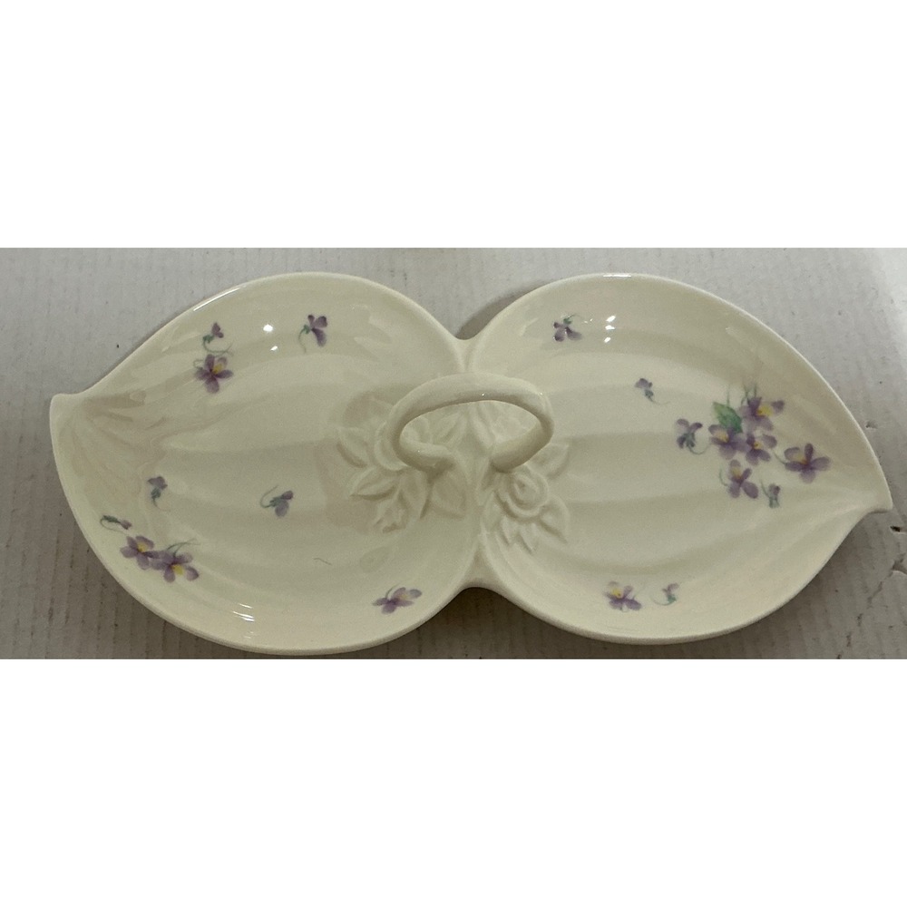 Mikasa Vintage Lila B2006 Divided Leaf Server Ivory Bone China Violets Japan